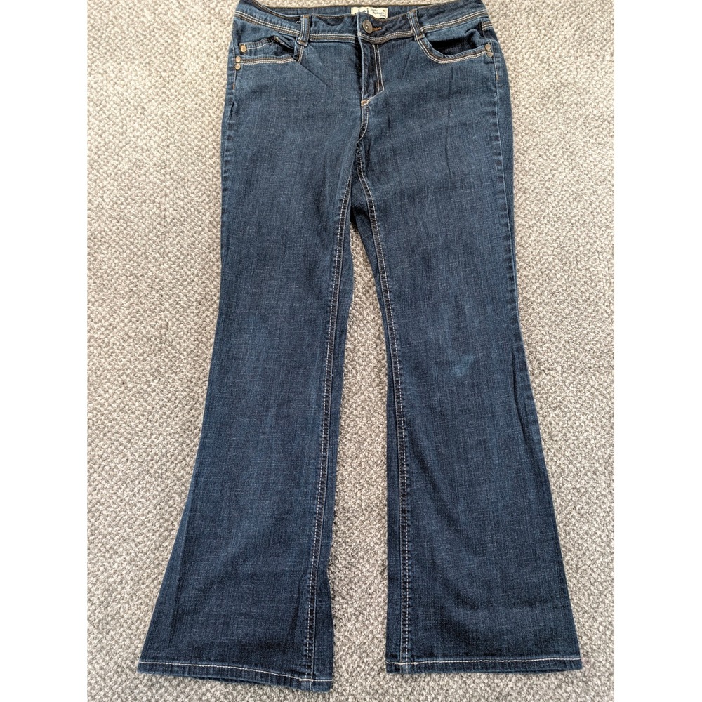 L.E.I. Sophia Hiphugger Flare Jeans Dark Wash Junior 11 Y2K Low Rise Denim Pants